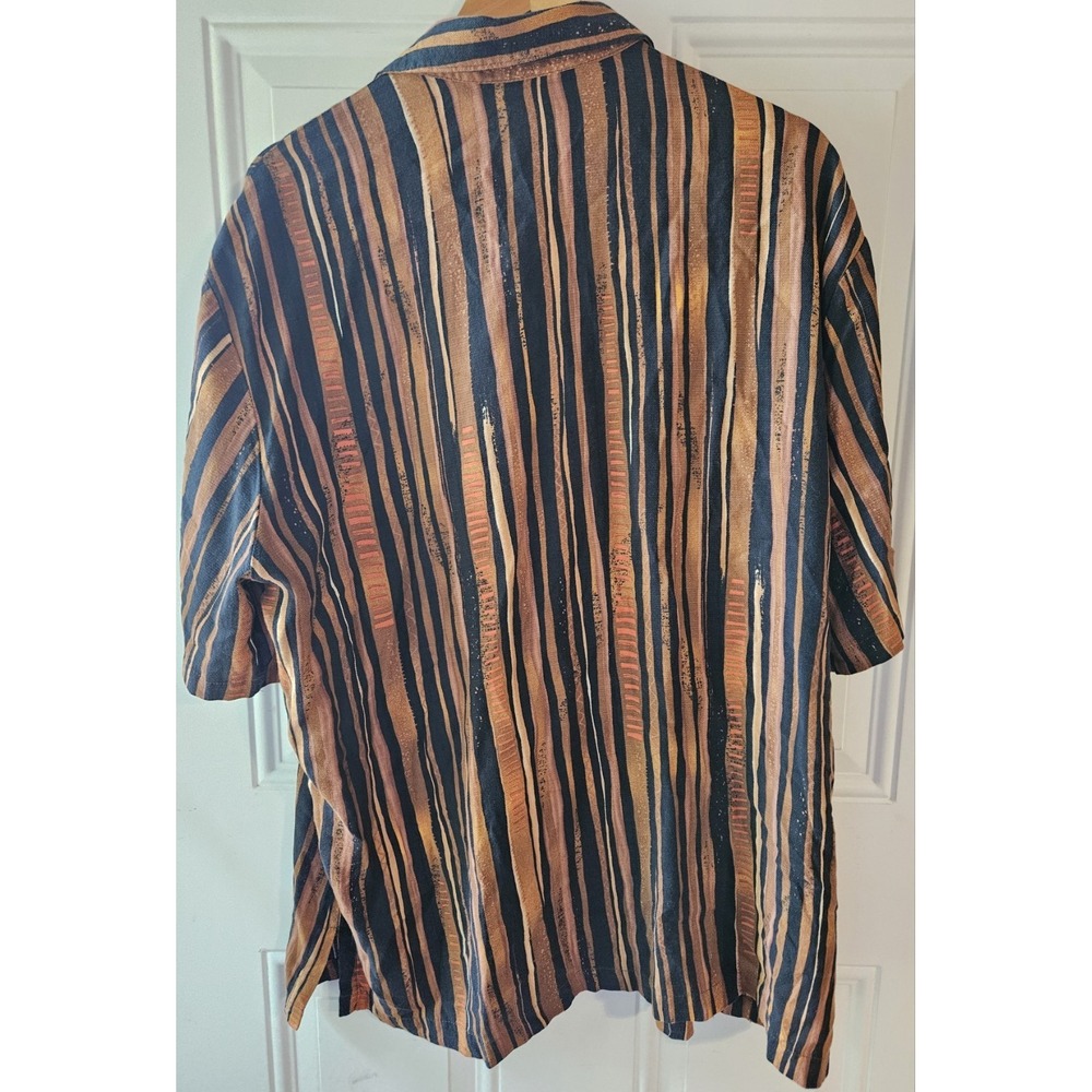 Alan Stuart Vintage Abstract Striped Button Front Shirt Women's XL Brown... - Picture 4 of 6